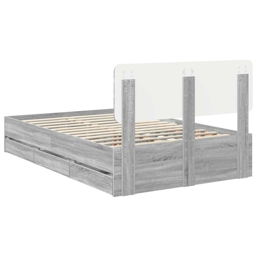Bedframe met lade Grijs Sonoma 120 x 200 cm Ingenieurshout