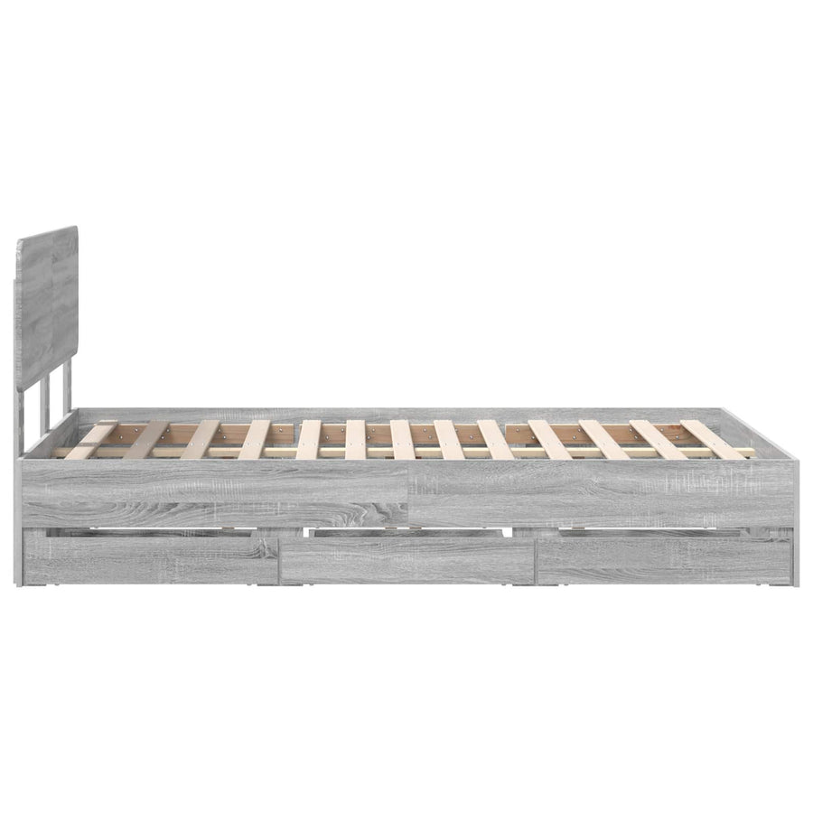 Bedframe met lade Grijs Sonoma 120 x 200 cm Ingenieurshout
