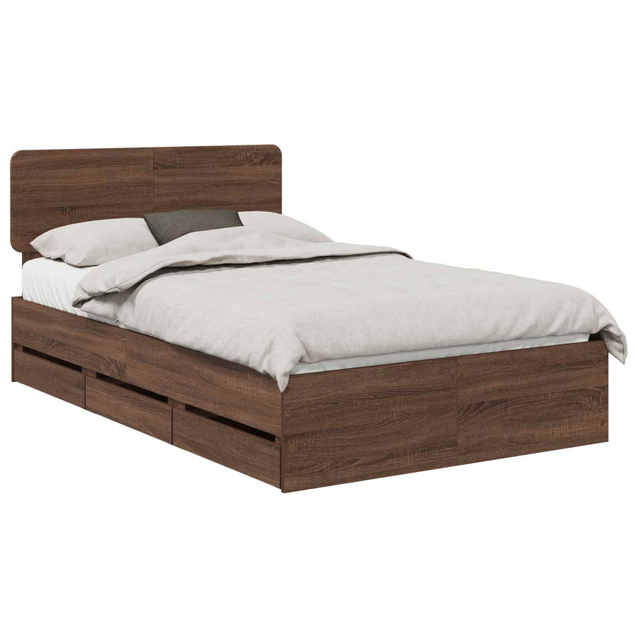 Bedframe met lade Bruin Eiken 120 x 200 cm Ingenieurshout