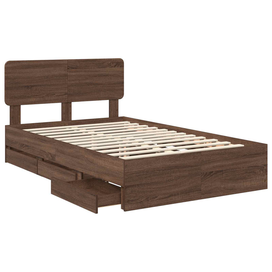 Bedframe met lade Bruin Eiken 120 x 200 cm Ingenieurshout