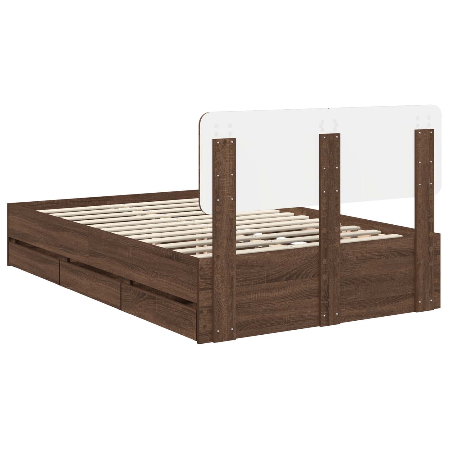 Bedframe met lade Bruin Eiken 120 x 200 cm Ingenieurshout