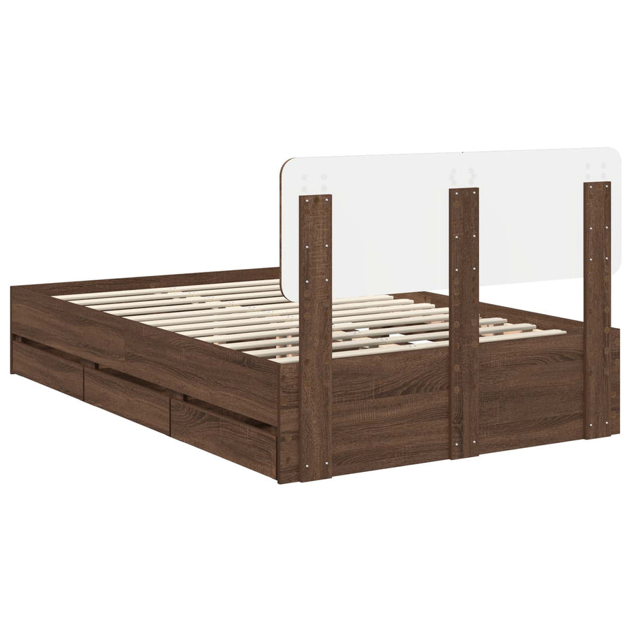 Bedframe met lade Bruin Eiken 120 x 200 cm Ingenieurshout