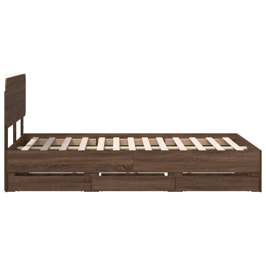 Bedframe met lade Bruin Eiken 120 x 200 cm Ingenieurshout