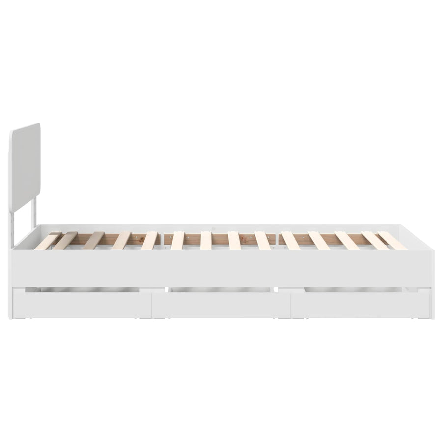 Bedframe met lade met opslag Wit 100 x 200 cm Ingenieurshout