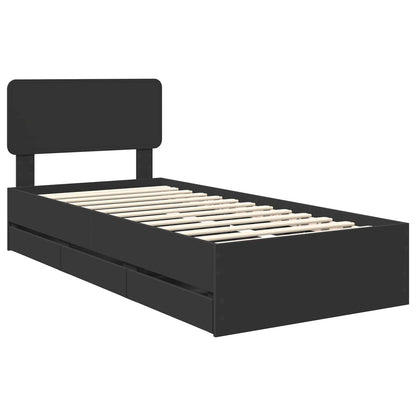 Bedframe met lade met opslag Zwart 100 x 200 cm Ingenieurshout