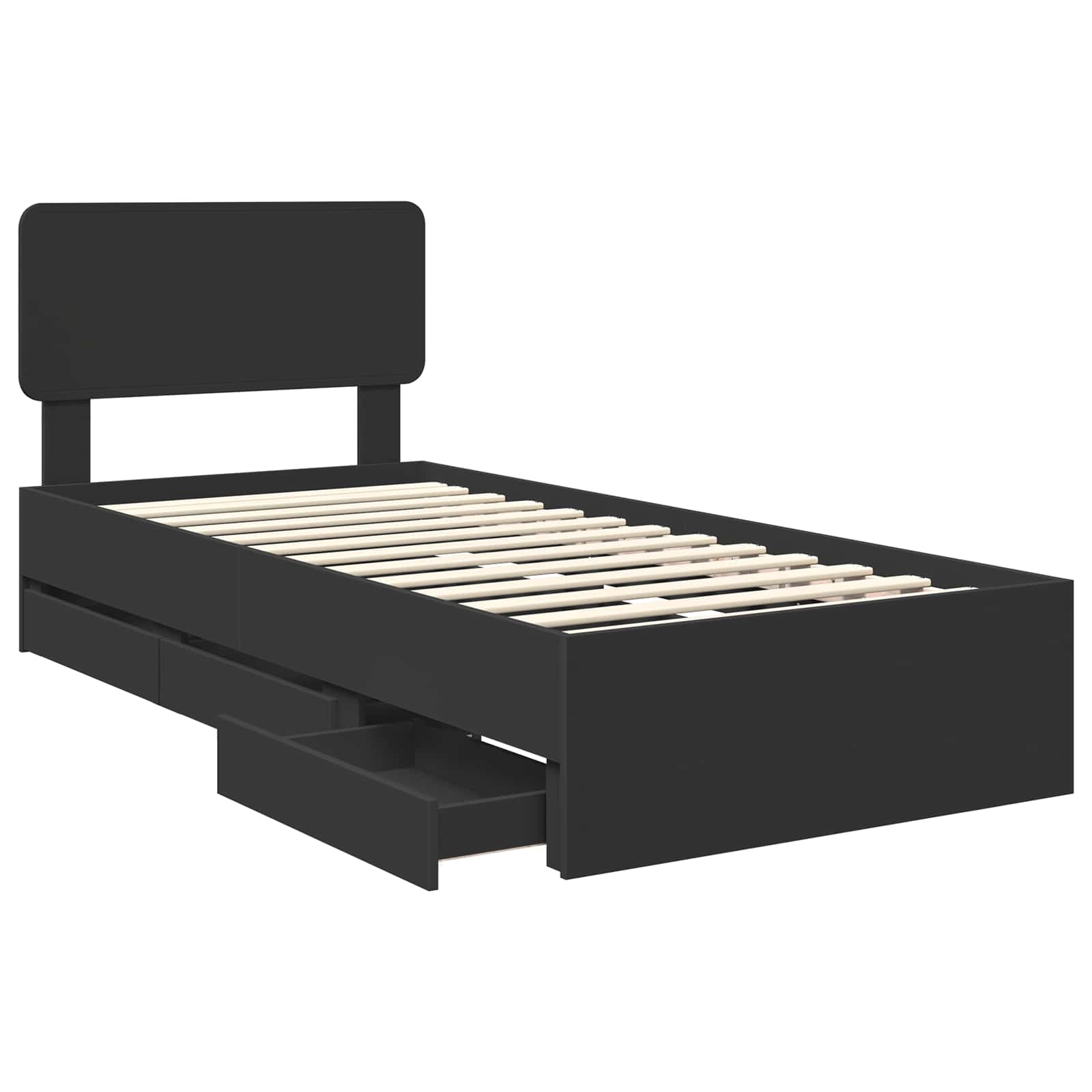 Bedframe met lade met opslag Zwart 100 x 200 cm Ingenieurshout