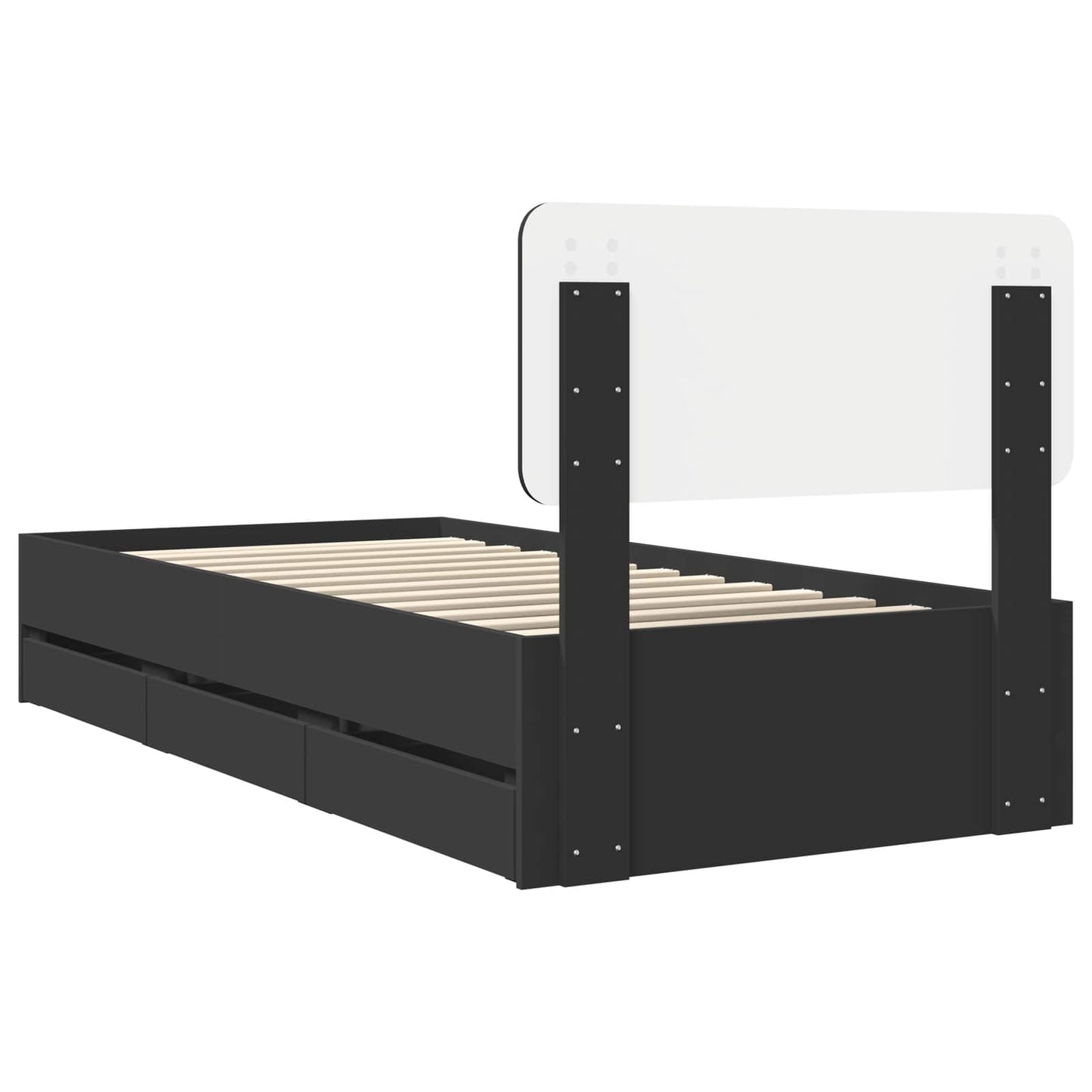 Bedframe met lade met opslag Zwart 100 x 200 cm Ingenieurshout