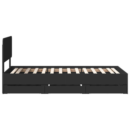 Bedframe met lade met opslag Zwart 100 x 200 cm Ingenieurshout