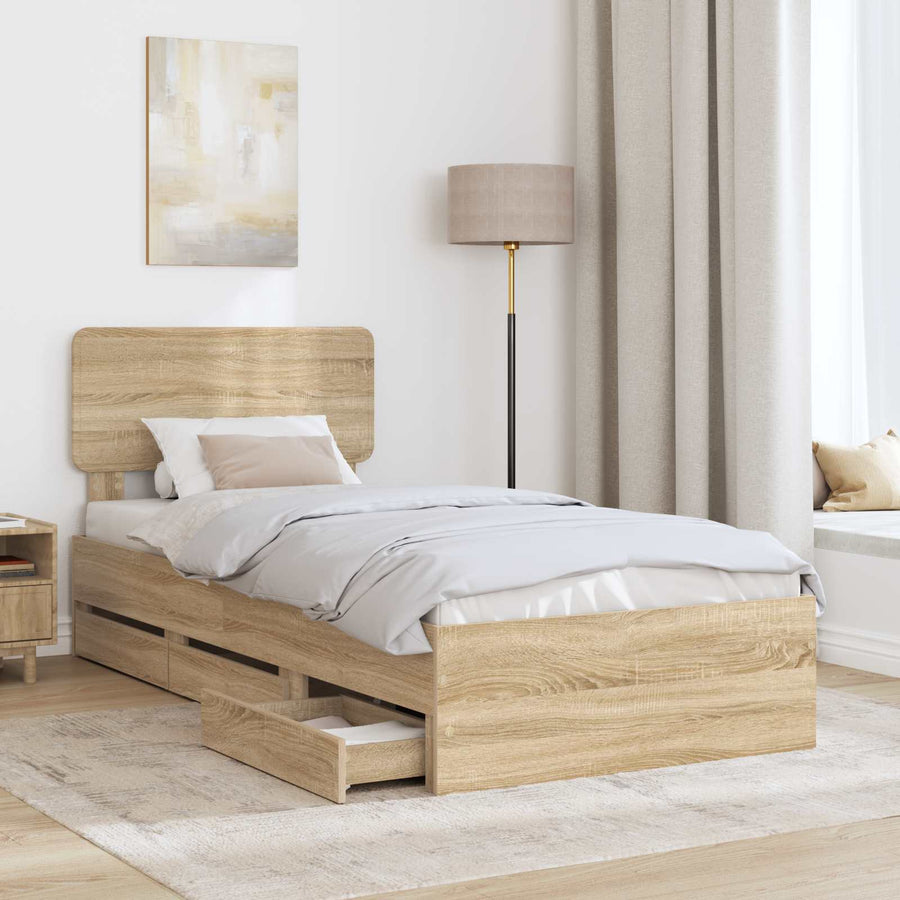 Bedframe met lade Sonoma Eiken 100 x 200 cm Ingenieurshout
