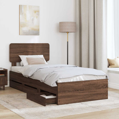 Bedframe met lade Bruin Eiken 100 x 200 cm Ingenieurshout