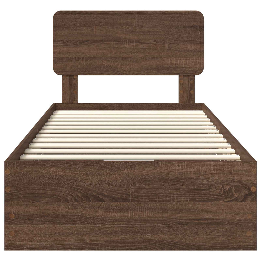Bedframe met lade Bruin Eiken 100 x 200 cm Ingenieurshout