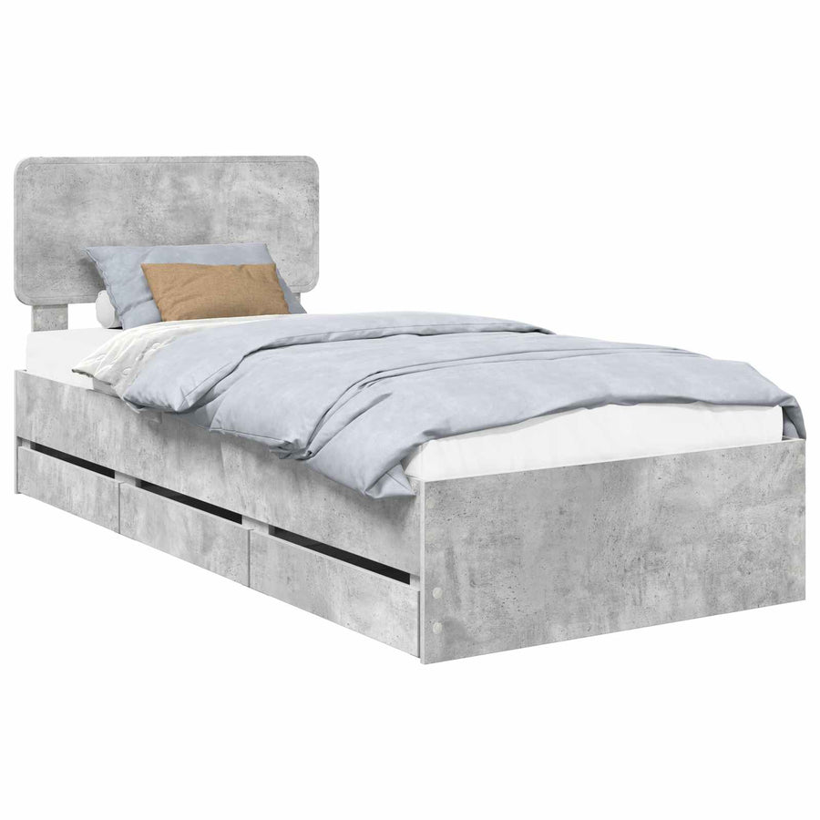 Bedframe met lade Beton Grijs 90 x 190 cm Ingenieurshout