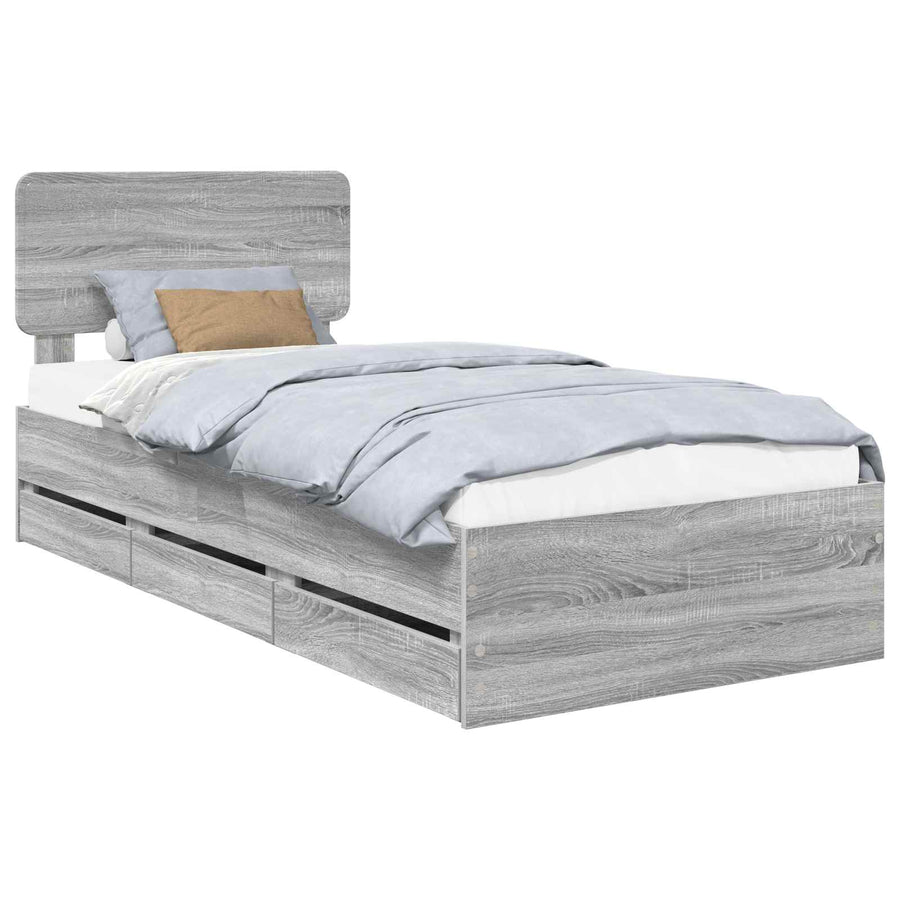 Bedframe met lade Grijs Sonoma 90 x 190 cm Ingenieurshout
