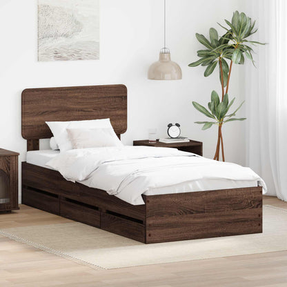 Bedframe met lade Bruin Eiken 90 x 190 cm Ingenieurshout