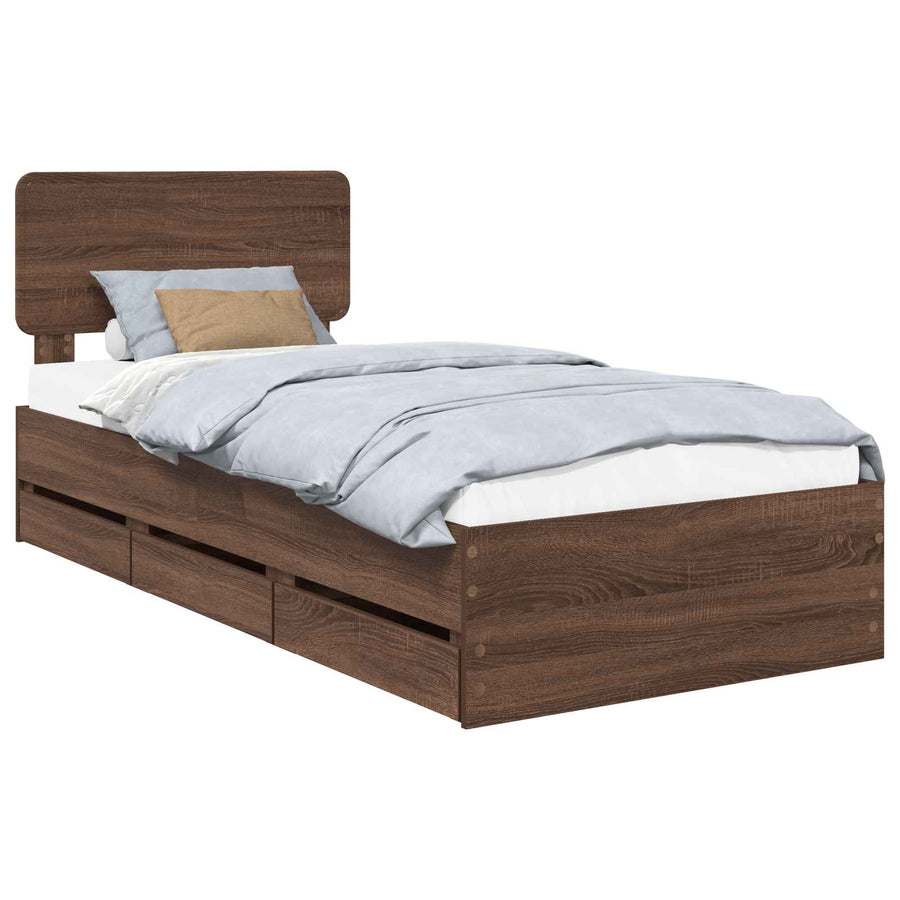 Bedframe met lade Bruin Eiken 90 x 190 cm Ingenieurshout