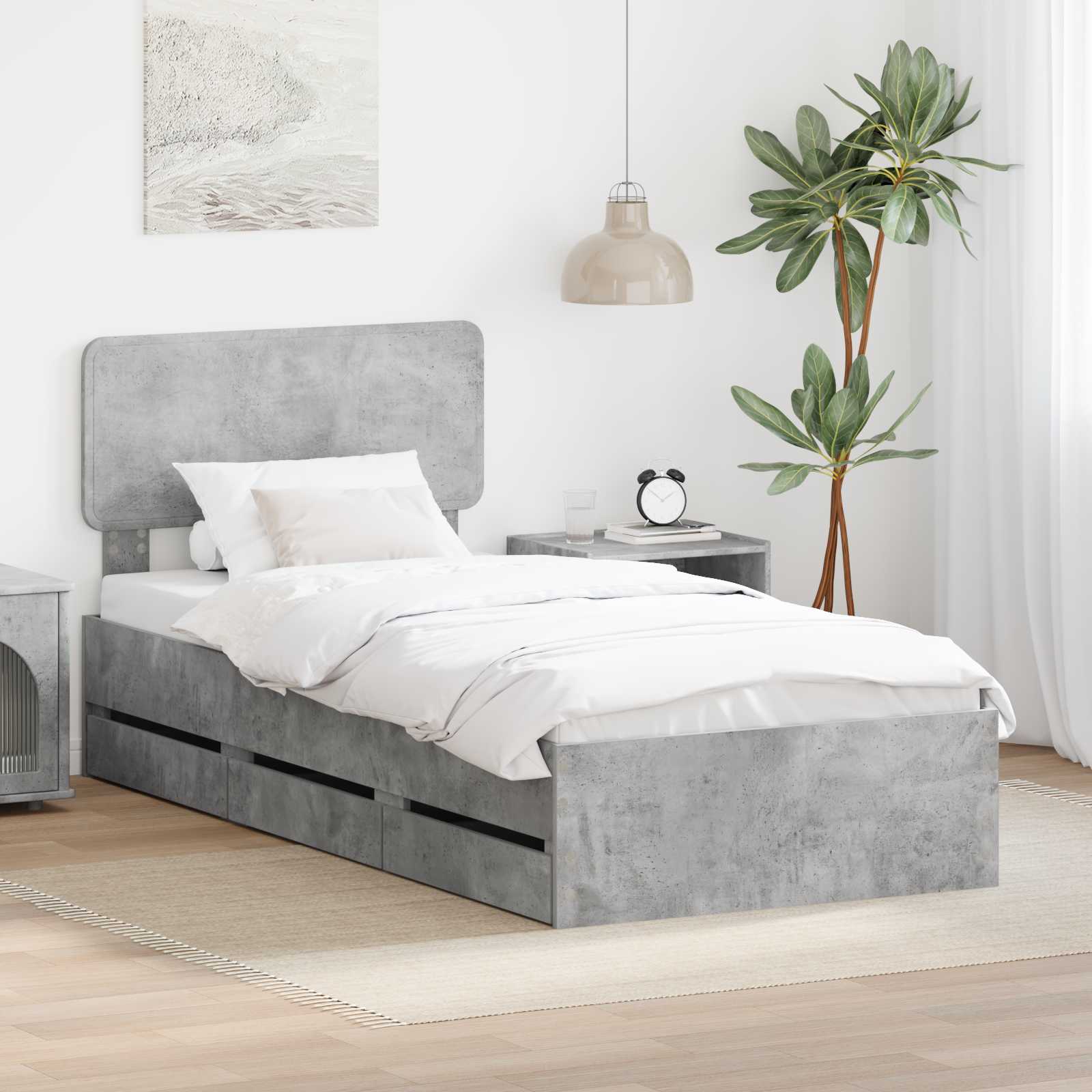 Bedframe met lade Beton Grijs 90 x 200 cm Ingenieurshout