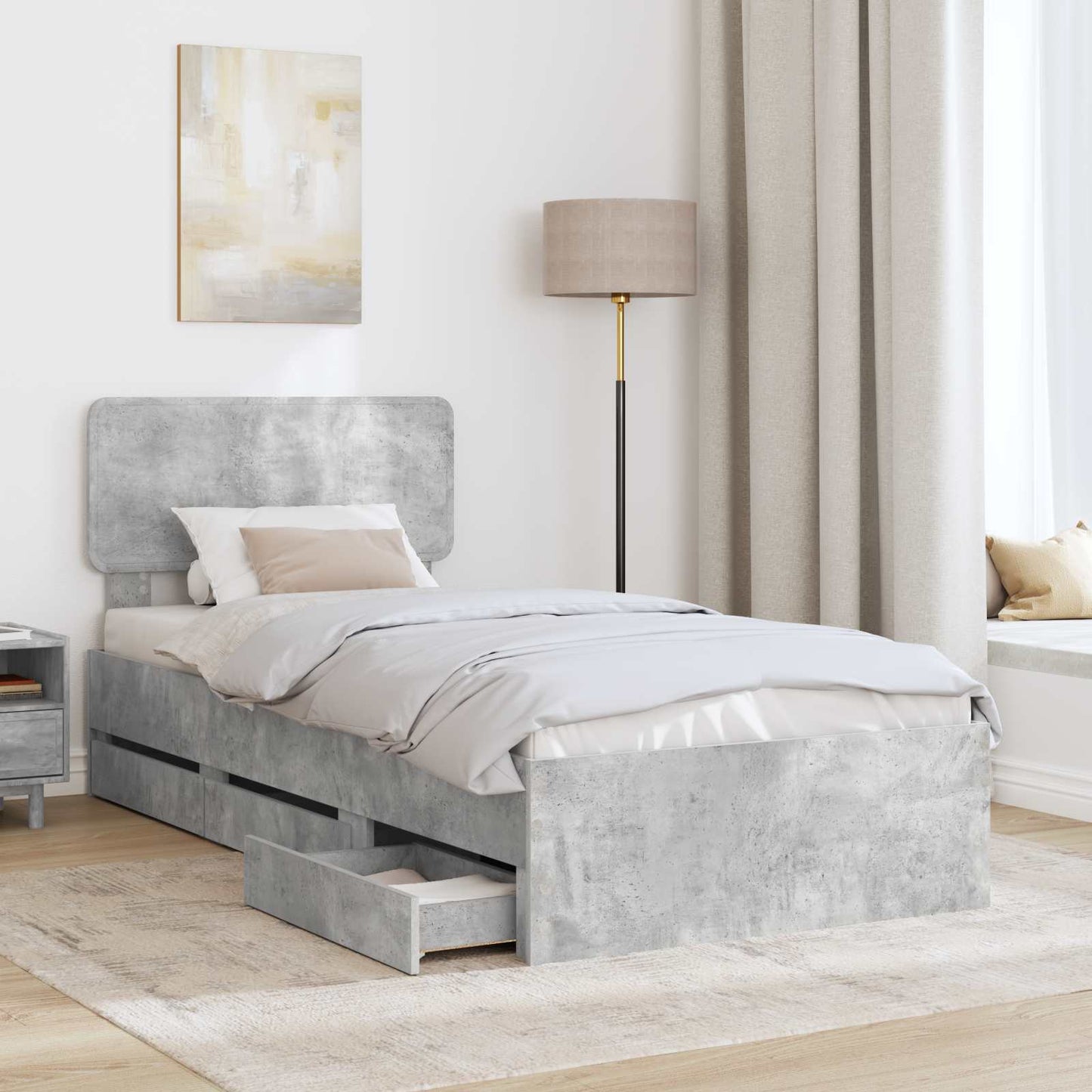 Bedframe met lade Beton Grijs 90 x 200 cm Ingenieurshout