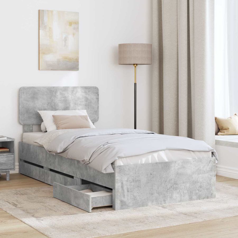 Bedframe met lade Beton Grijs 90 x 200 cm Ingenieurshout