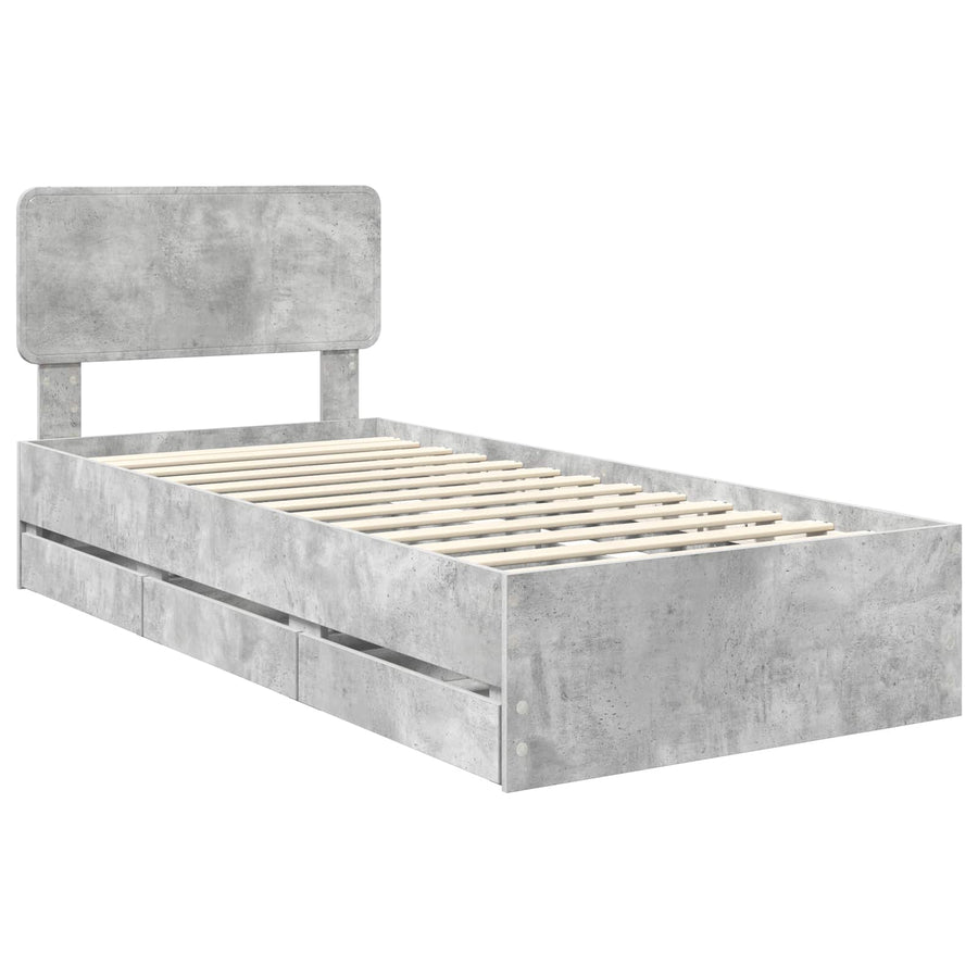 Bedframe met lade Beton Grijs 90 x 200 cm Ingenieurshout
