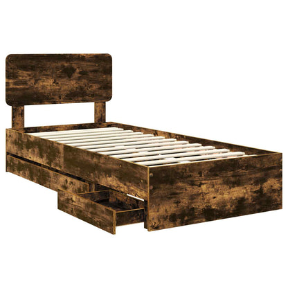 Bedframe met lade Gerookt eiken 90 x 200 cm Ingenieurshout