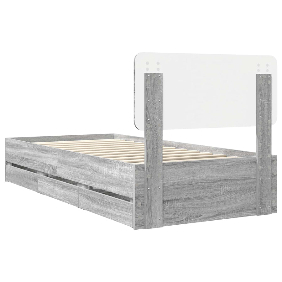 Bedframe met lade Grijs Sonoma 90 x 200 cm Ingenieurshout