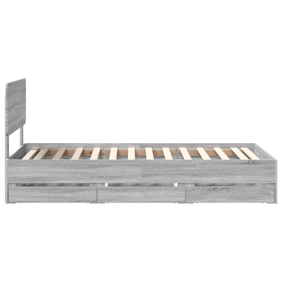 Bedframe met lade Grijs Sonoma 90 x 200 cm Ingenieurshout