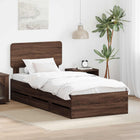 Bedframe 90x200 cm bruin eiken met lade