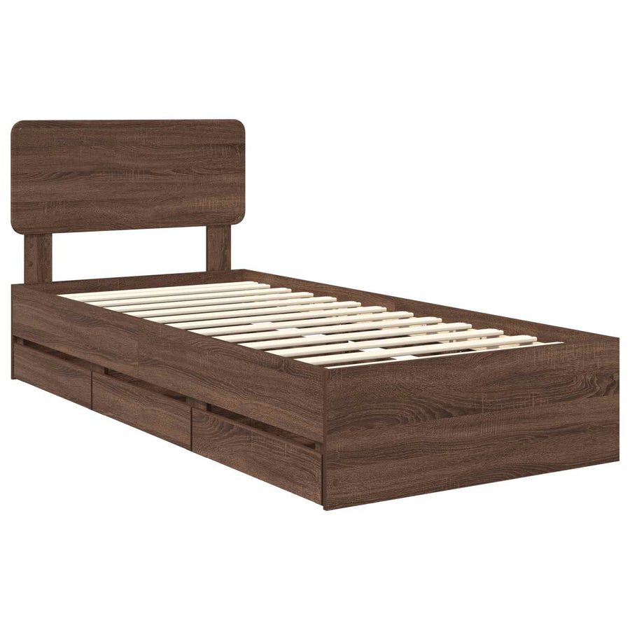 Bedframe met lade Bruin Eiken 90 x 200 cm Ingenieurshout