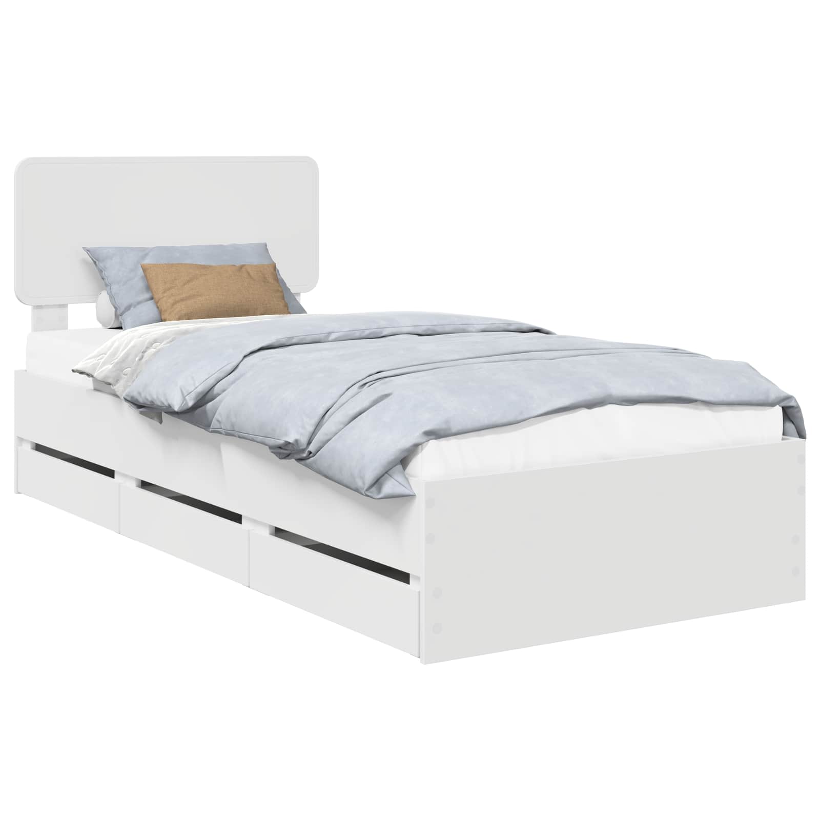 Bedframe met lade met hoofdeinde Wit 75 x 190 cm Ingenieurshout