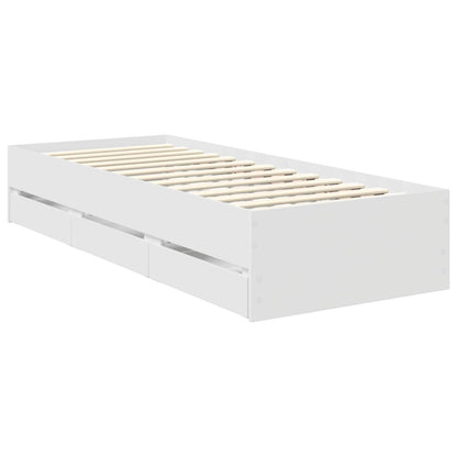 Bedframe met lade met hoofdeinde Wit 75 x 190 cm Ingenieurshout
