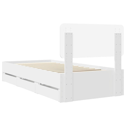 Bedframe met lade met hoofdeinde Wit 75 x 190 cm Ingenieurshout