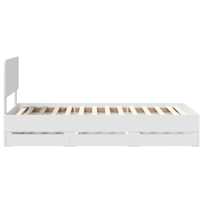 Bedframe met lade met hoofdeinde Wit 75 x 190 cm Ingenieurshout