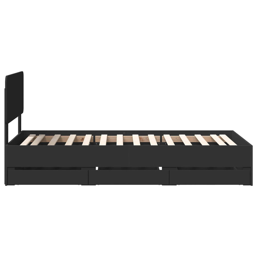 Bedframe met lade met opslag Zwart 75 x 190 cm Ingenieurshout
