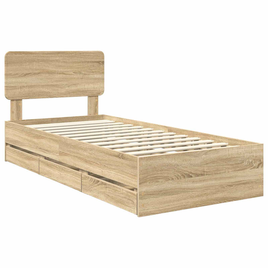 Bedframe met lade Sonoma Eiken 75 x 190 cm Ingenieurshout