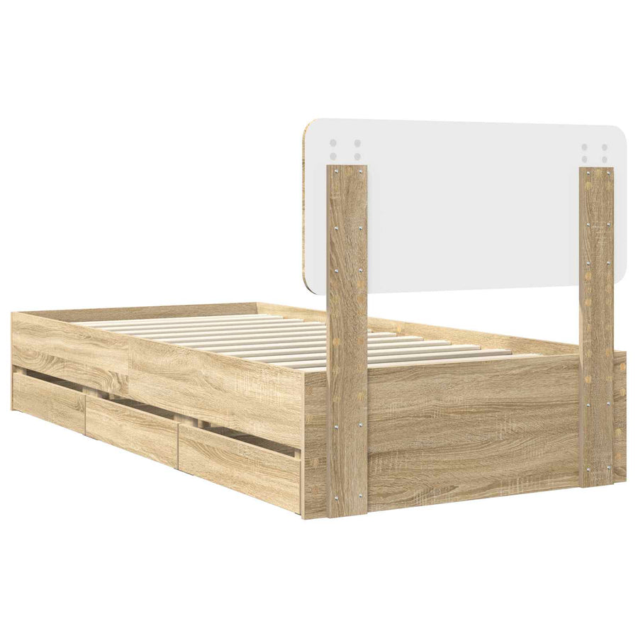 Bedframe met lade Sonoma Eiken 75 x 190 cm Ingenieurshout