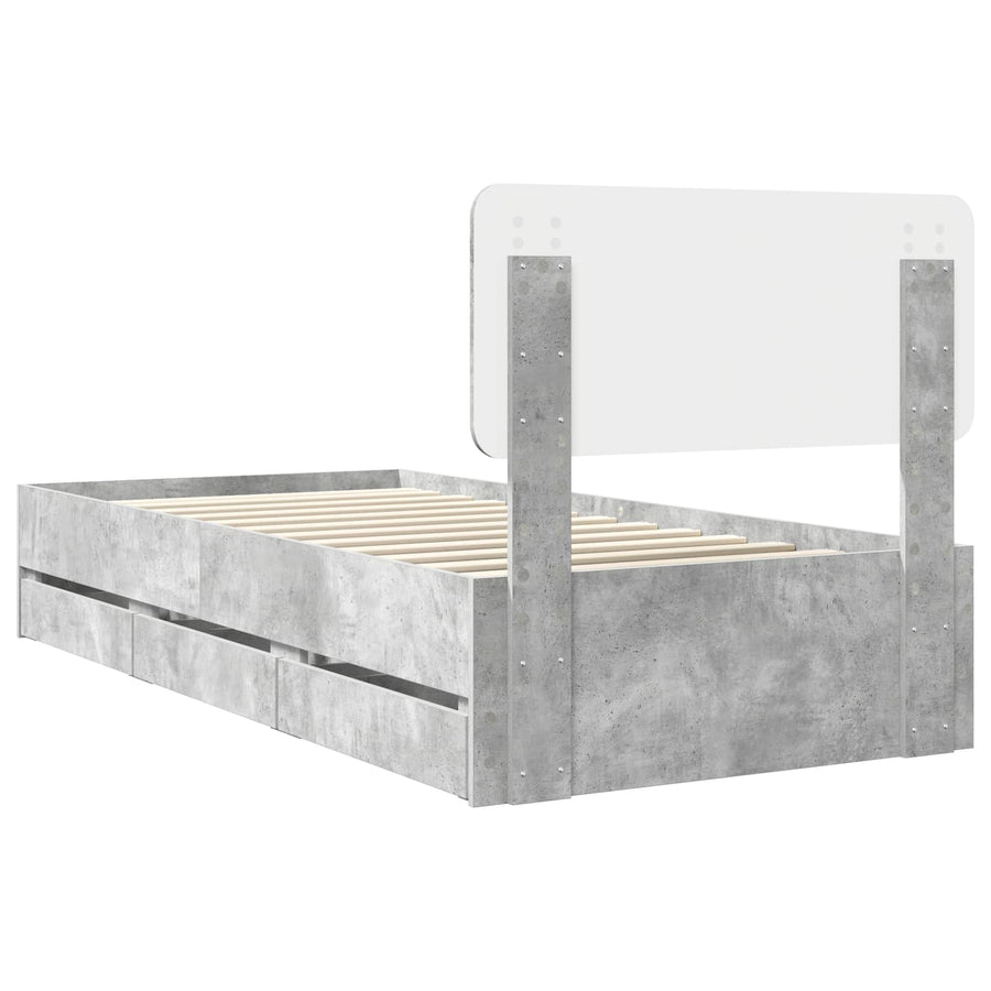Bedframe met lade Beton Grijs 75 x 190 cm Ingenieurshout