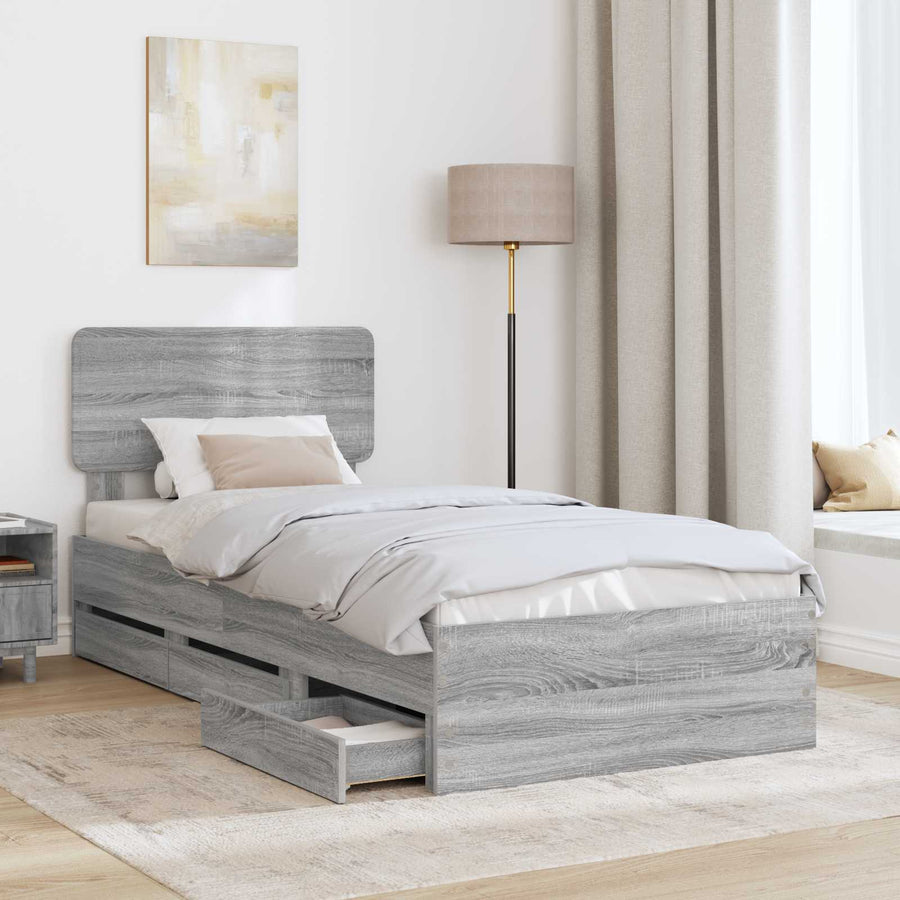Bedframe met lade Grijs Sonoma 75 x 190 cm Ingenieurshout