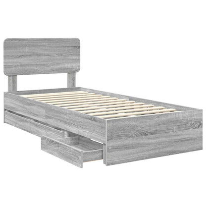 Bedframe met lade Grijs Sonoma 75 x 190 cm Ingenieurshout