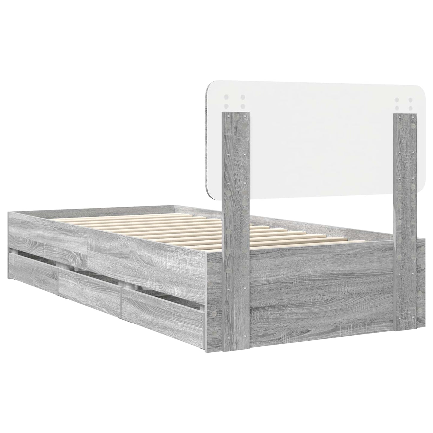 Bedframe met lade Grijs Sonoma 75 x 190 cm Ingenieurshout