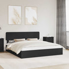 Opbergbed 200x200 cm zwart bewerkt hout met hoofdeinde