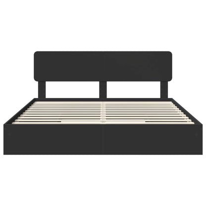 Opslag bed met hoofdeinde Zwart 200 x 200 cm Bewerkt hout