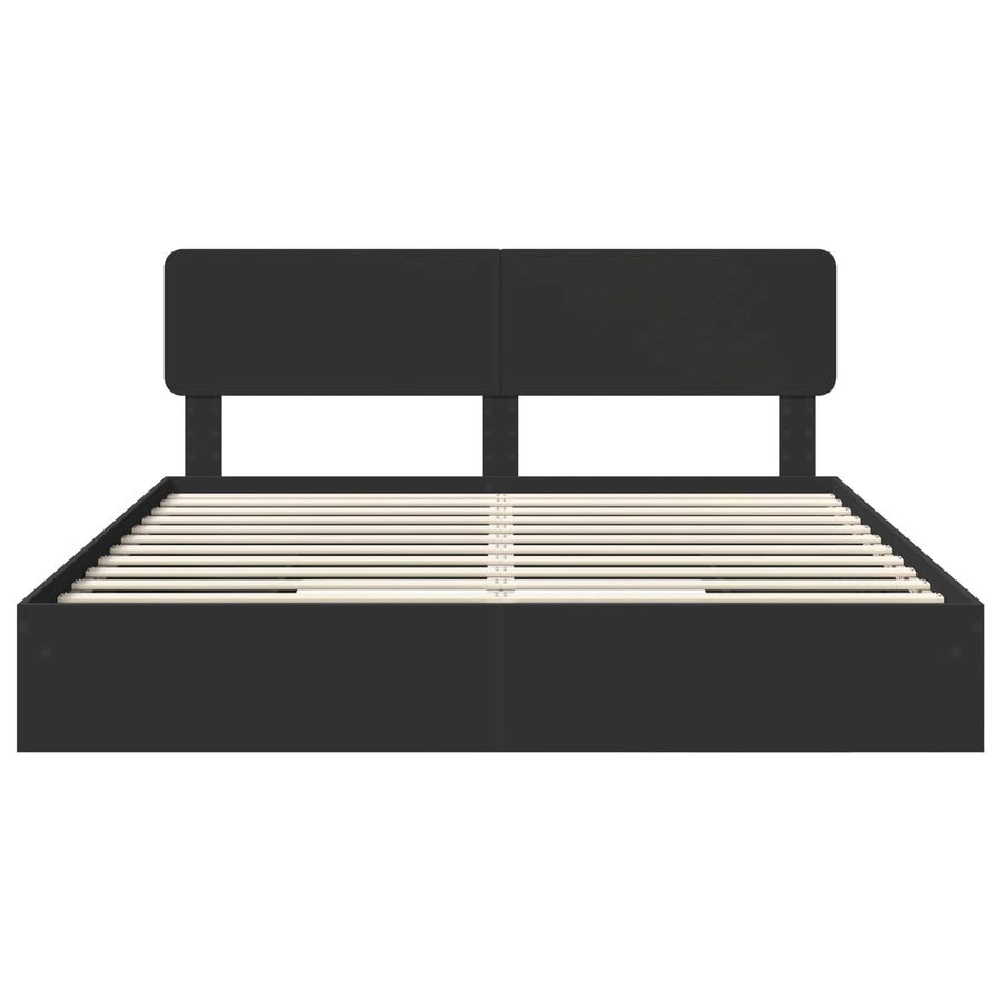 Opslag bed met hoofdeinde Zwart 200 x 200 cm Bewerkt hout