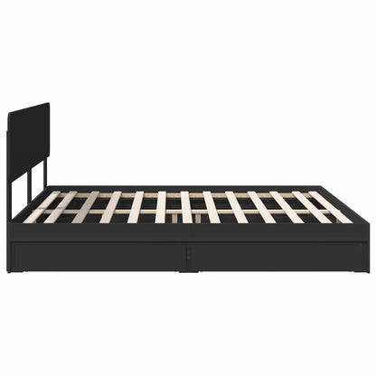 Opslag bed met hoofdeinde Zwart 200 x 200 cm Bewerkt hout