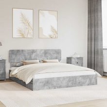 Opslag bed met hoofdeinde Beton Grijs 200 x 200 cm Bewerkt hout