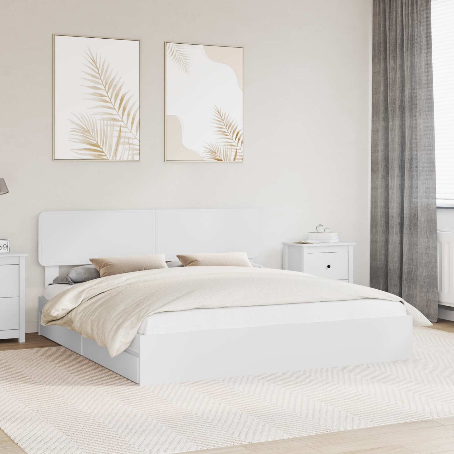Opslag bed met hoofdeinde Wit 180 x 200 cm Bewerkt hout