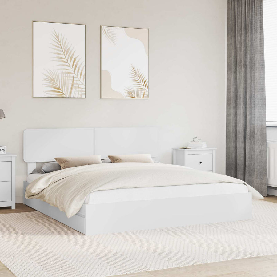 Opslag bed met hoofdeinde Wit 180 x 200 cm Bewerkt hout