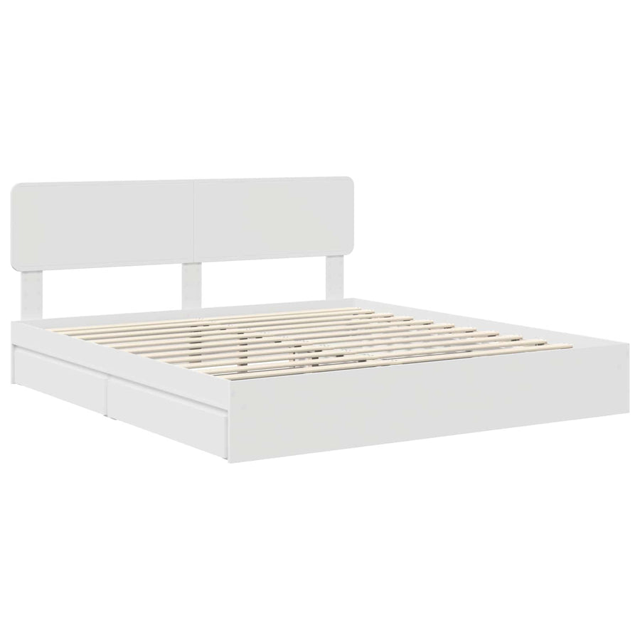 Opslag bed met hoofdeinde Wit 180 x 200 cm Bewerkt hout