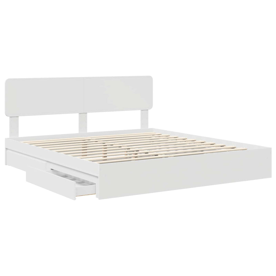 Opslag bed met hoofdeinde Wit 180 x 200 cm Bewerkt hout