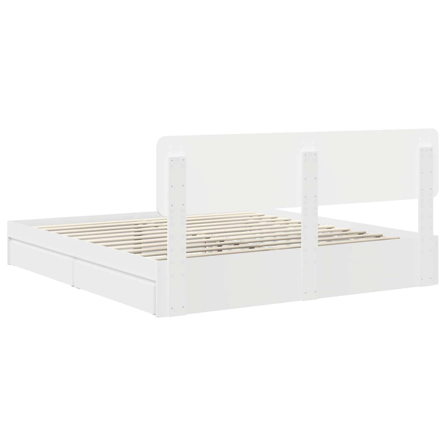Opslag bed met hoofdeinde Wit 180 x 200 cm Bewerkt hout