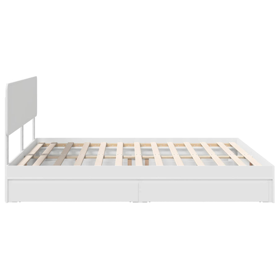 Opslag bed met hoofdeinde Wit 180 x 200 cm Bewerkt hout